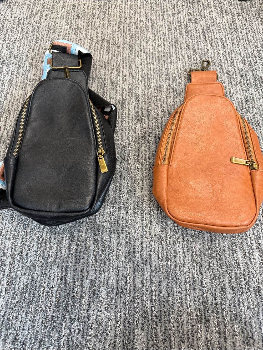 Matching Faux Leather Sling Bags- Black and Cognac- price for one
